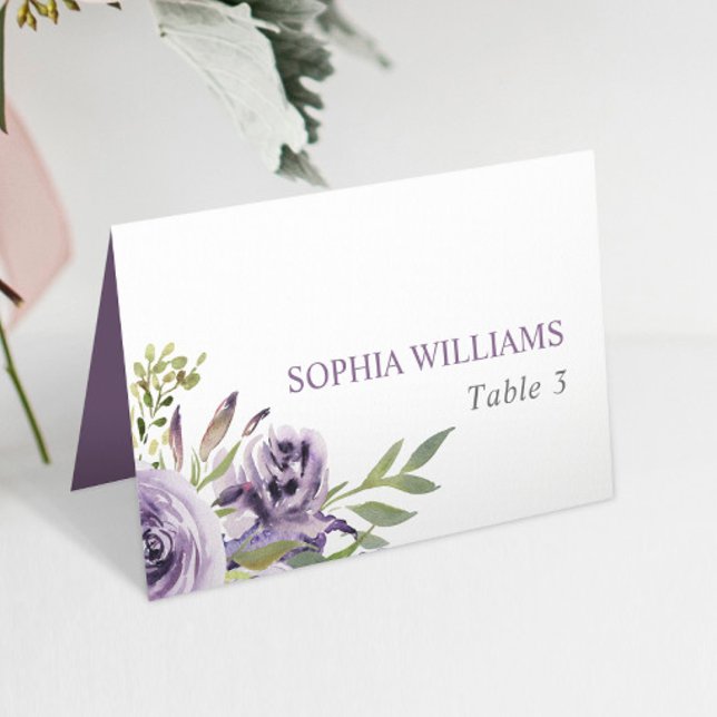 Carte de table Mariage de fleurs Roses violettes (Créateur téléchargé)