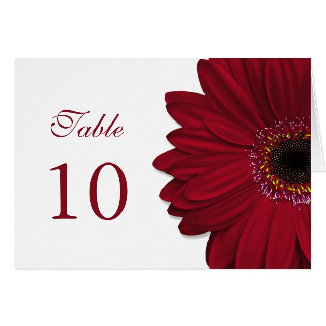 Carte de table Mariage Deep Red Gerbera Daisy (Devant horizontal)