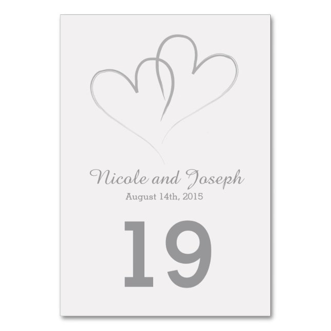 Carte de table mariage - Deux Coeurs d'argent entr (Par défaut)