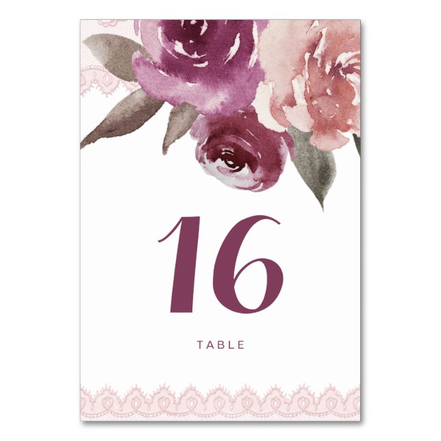 Carte de table mariage en dentelle fleurie rustiqu (Par défaut)