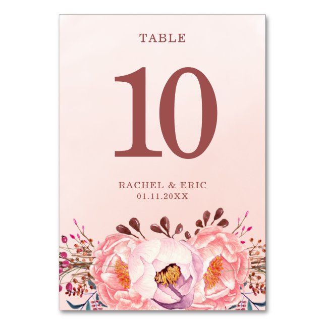 Carte de table Mariage en rubis rose pâle (Par défaut)