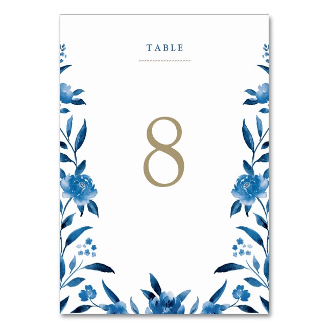 Carte de table Mariage floral bleu (Par défaut)
