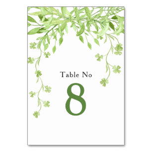 Carte de table Mariage Floral Clover de verdure