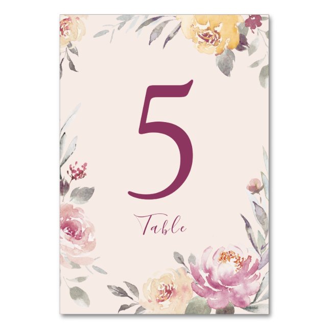 Carte de table mariage floral de jardin romantique (Par défaut)