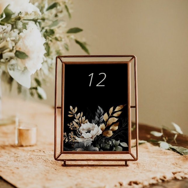 Carte de table Mariage Floral Luxe Black Gold (Créateur téléchargé)