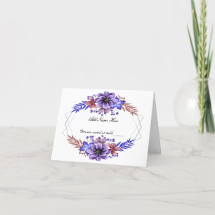 Carte de table Mariage Floral Purple & Blue Waterc