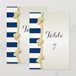 Carte de table mariage plage corde marine, cœurs, 