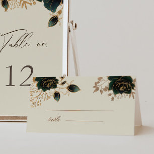 Carte de table Mariage Rose Verte Aquarelle