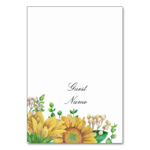 Carte de table mariage tournesol. Carte de nom rus