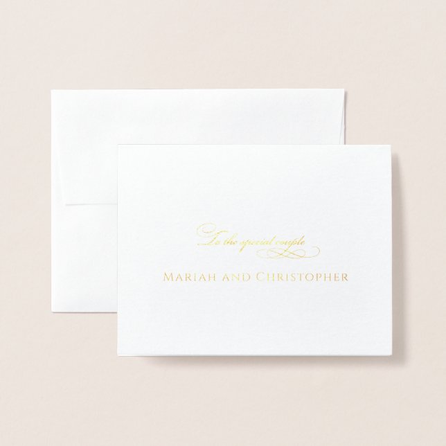 Carte de table Mariah & Chris champagne (Devant avec enveloppe)