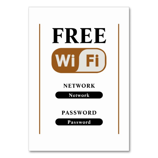 Carte de table métallique Wi-Fi gratuite minimalis (Par défaut)