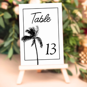 Carte de table minimaliste palmier noir et blanc