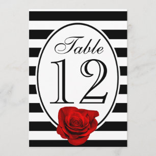 Carte de table moderne Black and White Red Rose Ma