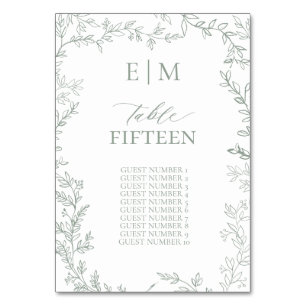 Carte de table Monogramme Élégante de la feuille S
