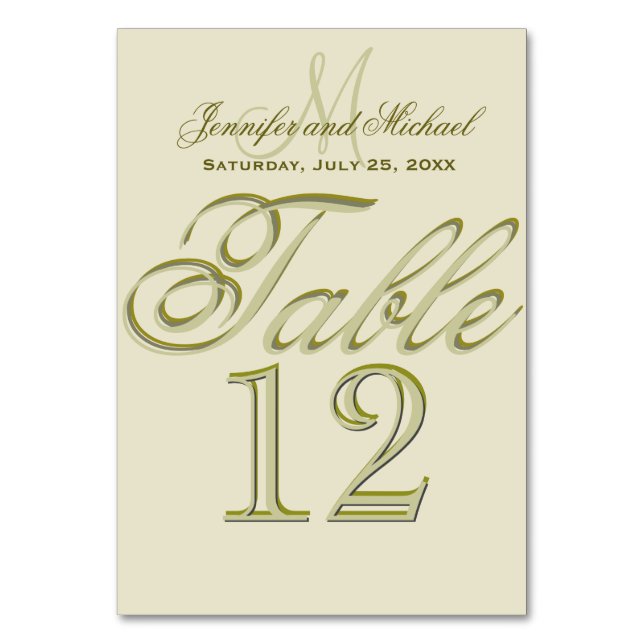 Carte de table Monogramme Gold personnalisée (Par défaut)