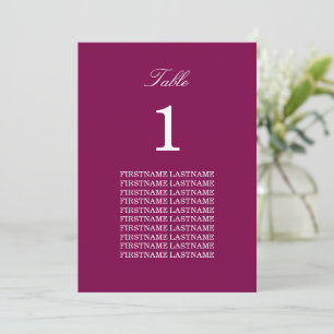 Carte de table Mulberry Wine Guine Names