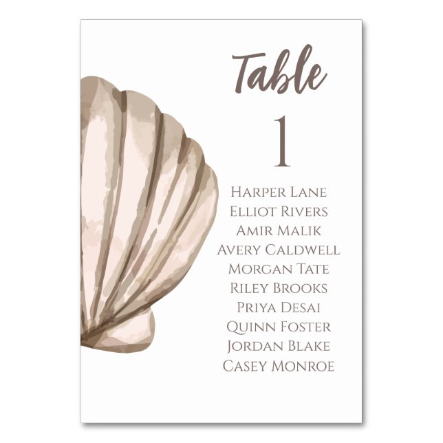 Carte de table Natural Elegant Beach Seashell (Par défaut)