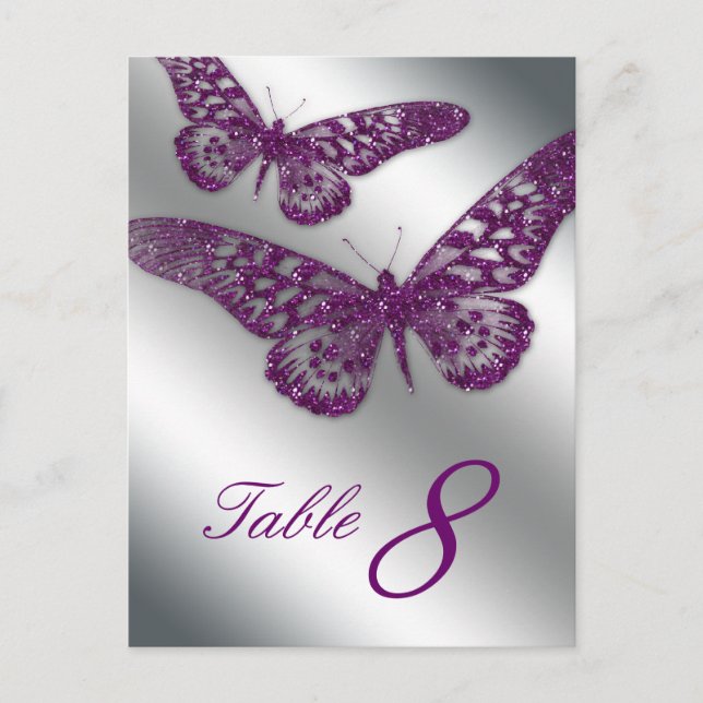 Carte de table Papillon 232 Argent violet (Devant)