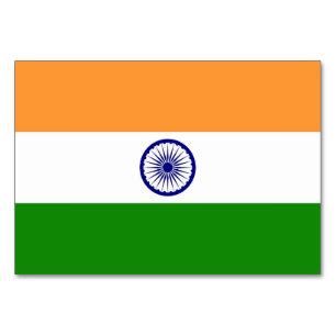 Carte de table patriotique avec Drapeau de l'Inde