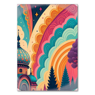 Carte de table Paysage de rêve arc-en-ciel – Perso