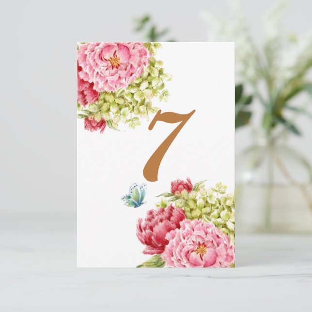 Carte de table Peonies et Hydrangea No 7 (Debout devant)
