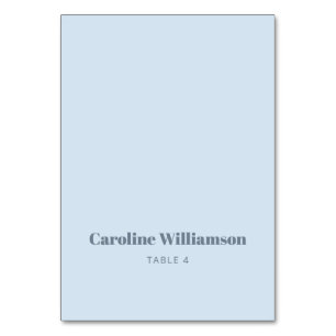 Carte de table personnalisée typographie bleu doux
