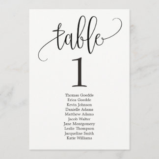 Carte de table Plan de siège Lovely Calligraphy