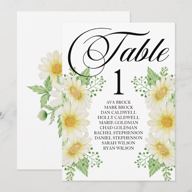 Carte de table Plan de siège Lovely Calligraphy (Devant / Derrière)