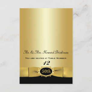 Carte de table pliable 50e anniversaire Noir, Or