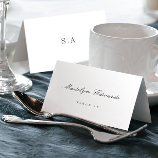 Carte de table pliable à monogramme sophistiqué mi