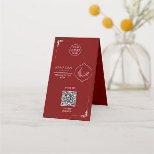 Carte de table pliable avec code QR Ramadan   Menu