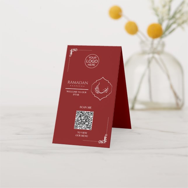 Carte de table pliable avec code QR Ramadan | Menu (Devant)