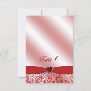 Carte de table pour les 40 ans de mariage de rubis