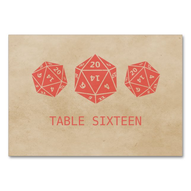 Carte de table Red Grunge D20 Dice Gamer (Devant)