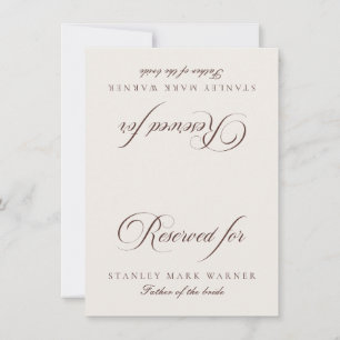 Carte de table réservée pour mariage classique ivo