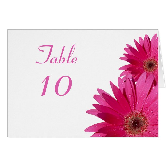 Carte de table rose Gerbera Daisy Mariage blanc (Devant Horizontal)