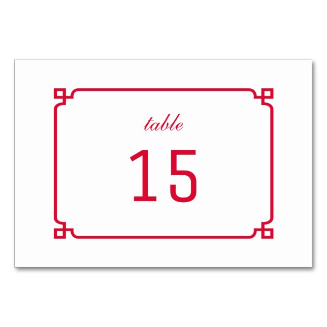 Carte de table rouge déco chic (Devant)