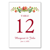 Carte de table rouge et rose roux