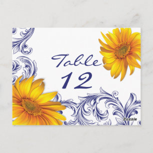 Carte de table Royal Blue and Yellow Sunflowers