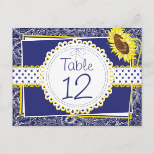 Carte de table Royal Blue and Yellow Sunflowers