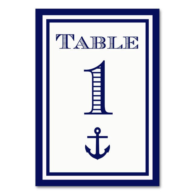 Carte de table simple marine bleue encadrée d'Ancr (Par défaut)