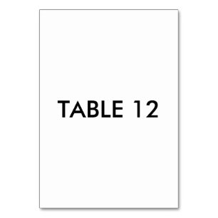 Carte de table verticale 3,5 x 5, Carte de numéro