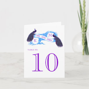Carte de table violette, bleu Peacock Vintage de m