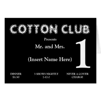 Carte de Tableau de club de coton