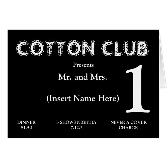 Carte de Tableau de club de coton (Devant horizontal)
