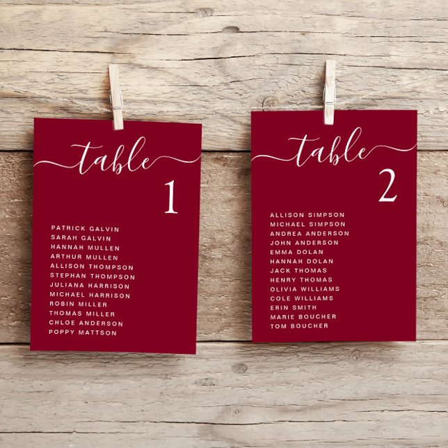 Carte de tableau de Mariage de script chic (Créateur téléchargé)