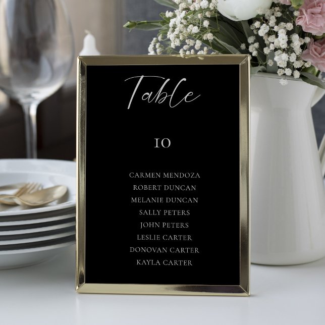 Carte de tableau de tableau de Mariage noir Budget (Créateur téléchargé)