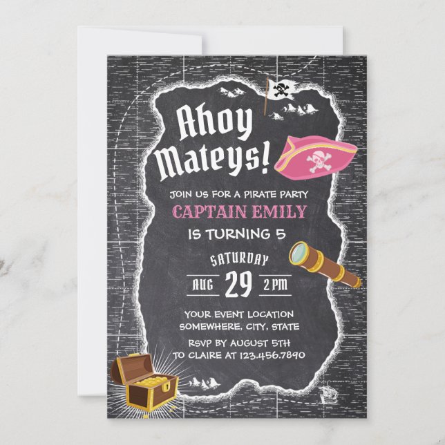 Carte de tableau noir pour fête d'anniversaire de  (Devant)