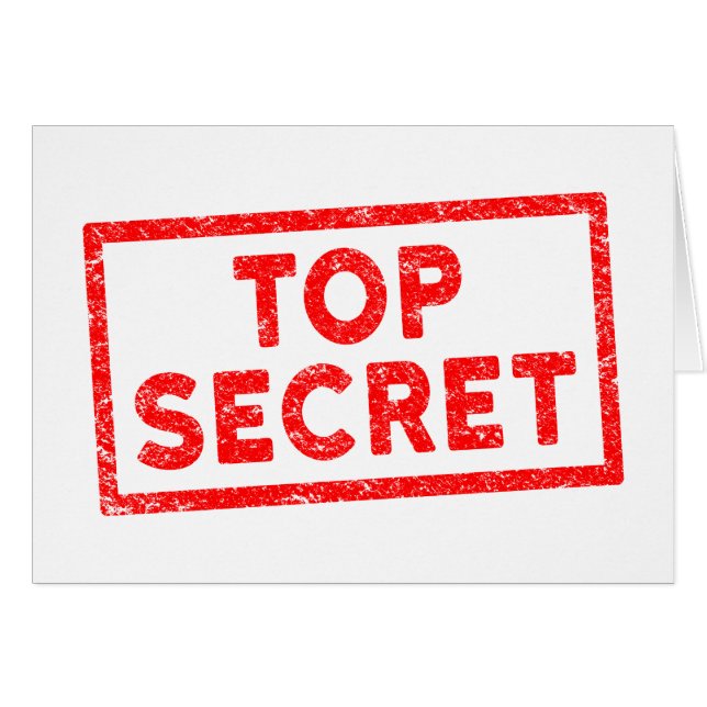 Carte de tampon en caoutchouc rouge Top Secret (Devant horizontal)