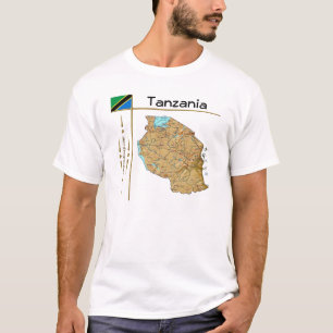 Carte de Tanzanie + Drapeau + Titre T-shirt